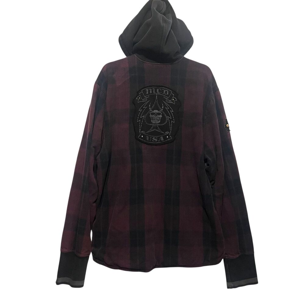 MCD More Core Division Vintage Y2K Grunge Skater Punk Plaid Hoodie Mens XL - Picture 4 of 10